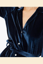 ETAM - חולצת פיג'מה קטיפה VELVETY נייבי - MASHBIR//365