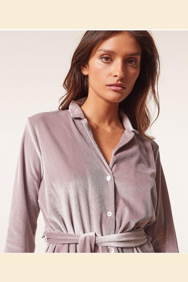 ETAM - חולצת פיג'מה קטיפה VELVETY סגול לילך - MASHBIR//365