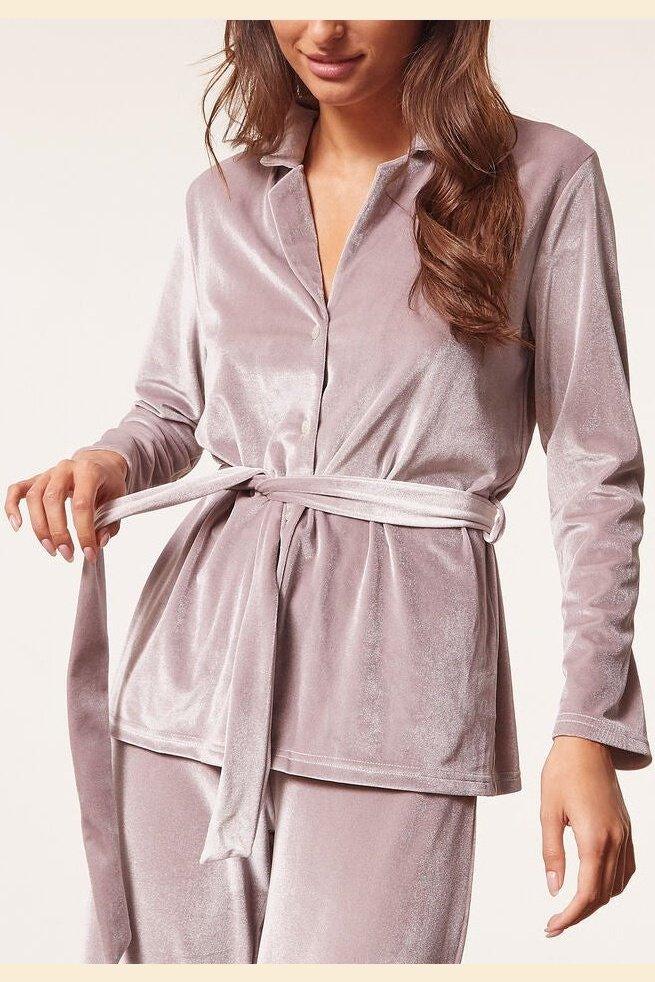 ETAM - חולצת פיג'מה קטיפה VELVETY סגול לילך - MASHBIR//365