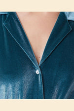 ETAM - חולצת פיג'מה קטיפה VELVETY טורקיז - MASHBIR//365