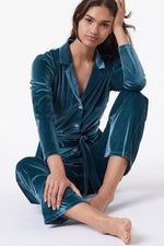 ETAM - חולצת פיג'מה קטיפה VELVETY טורקיז - MASHBIR//365