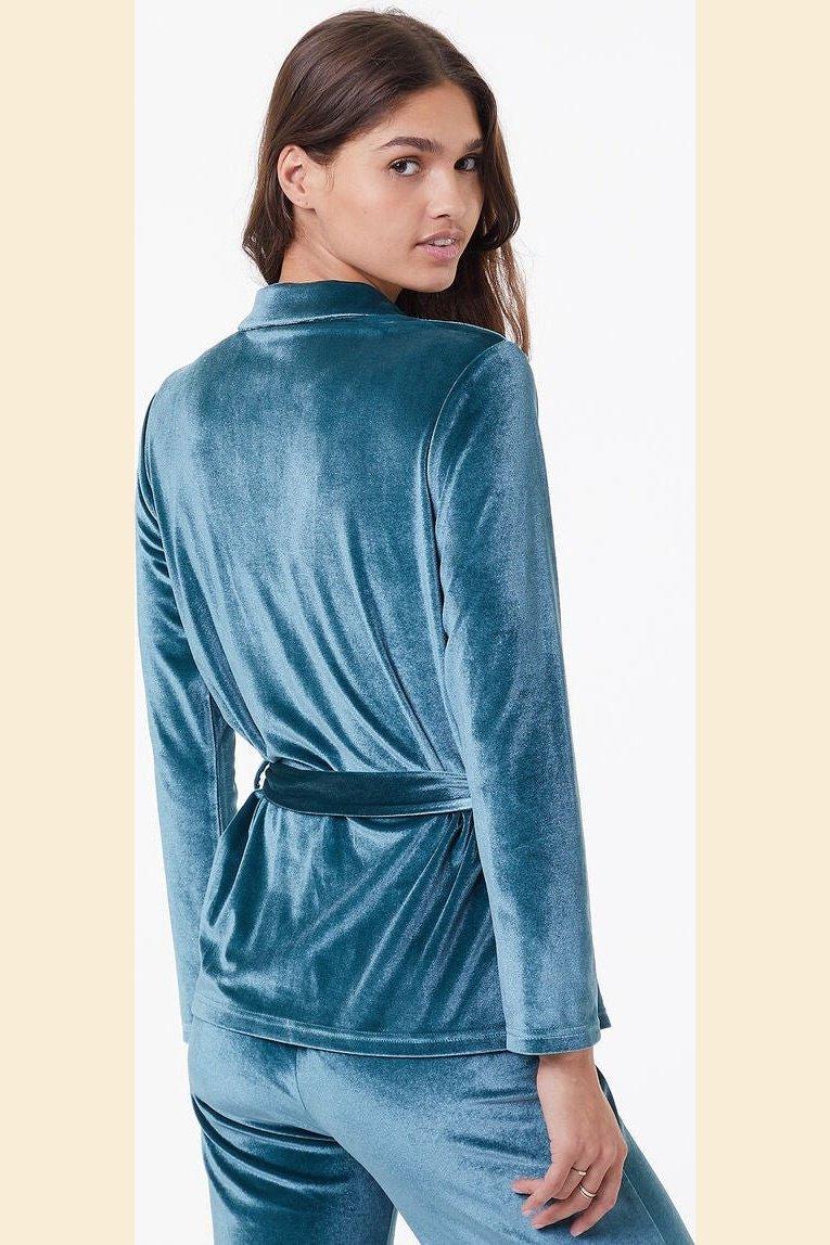 ETAM - חולצת פיג'מה קטיפה VELVETY טורקיז - MASHBIR//365