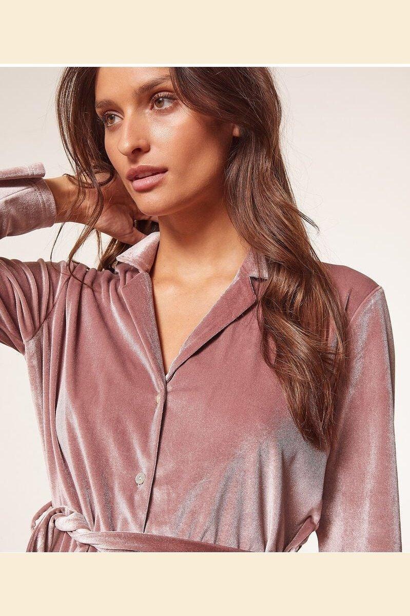 ETAM - חולצת פיג'מה קטיפה VELVETY ורוד עתיק - MASHBIR//365