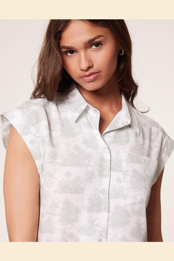 ETAM - חולצת פיג'מה קצרה GLAD הדפס דקלים - MASHBIR//365