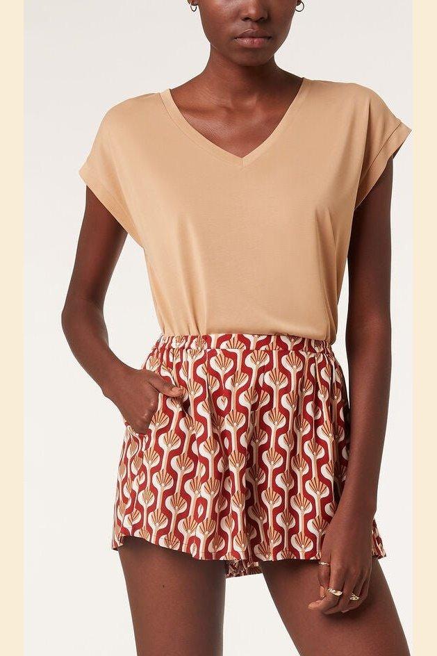 ETAM - חולצת פיג'מה קצרה NAYA חום בהיר - MASHBIR//365