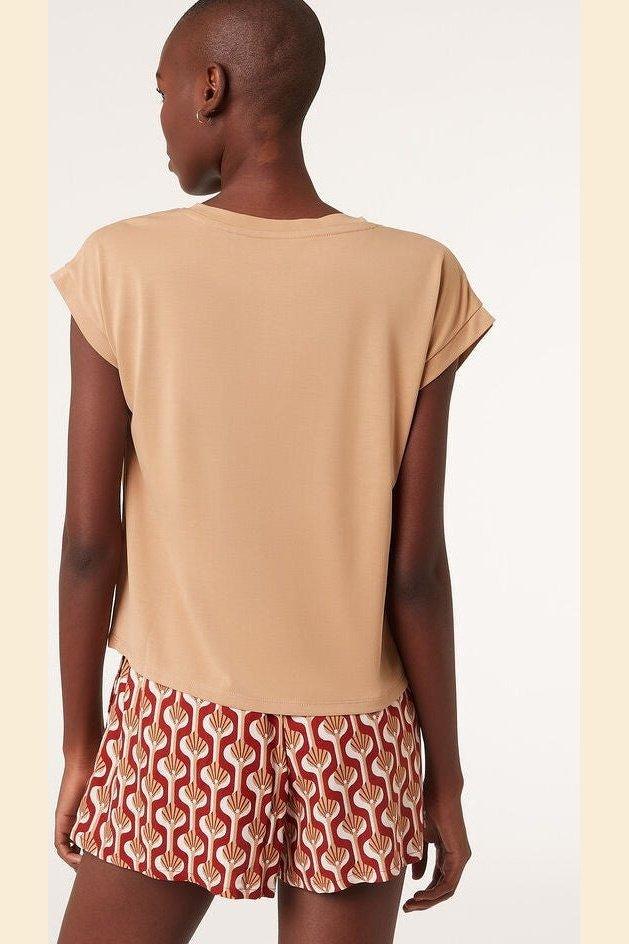 ETAM - חולצת פיג'מה קצרה NAYA חום בהיר - MASHBIR//365