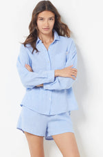 ETAM - חולצת פיג'מה מכופתרת JUSTINE תכלת - MASHBIR//365