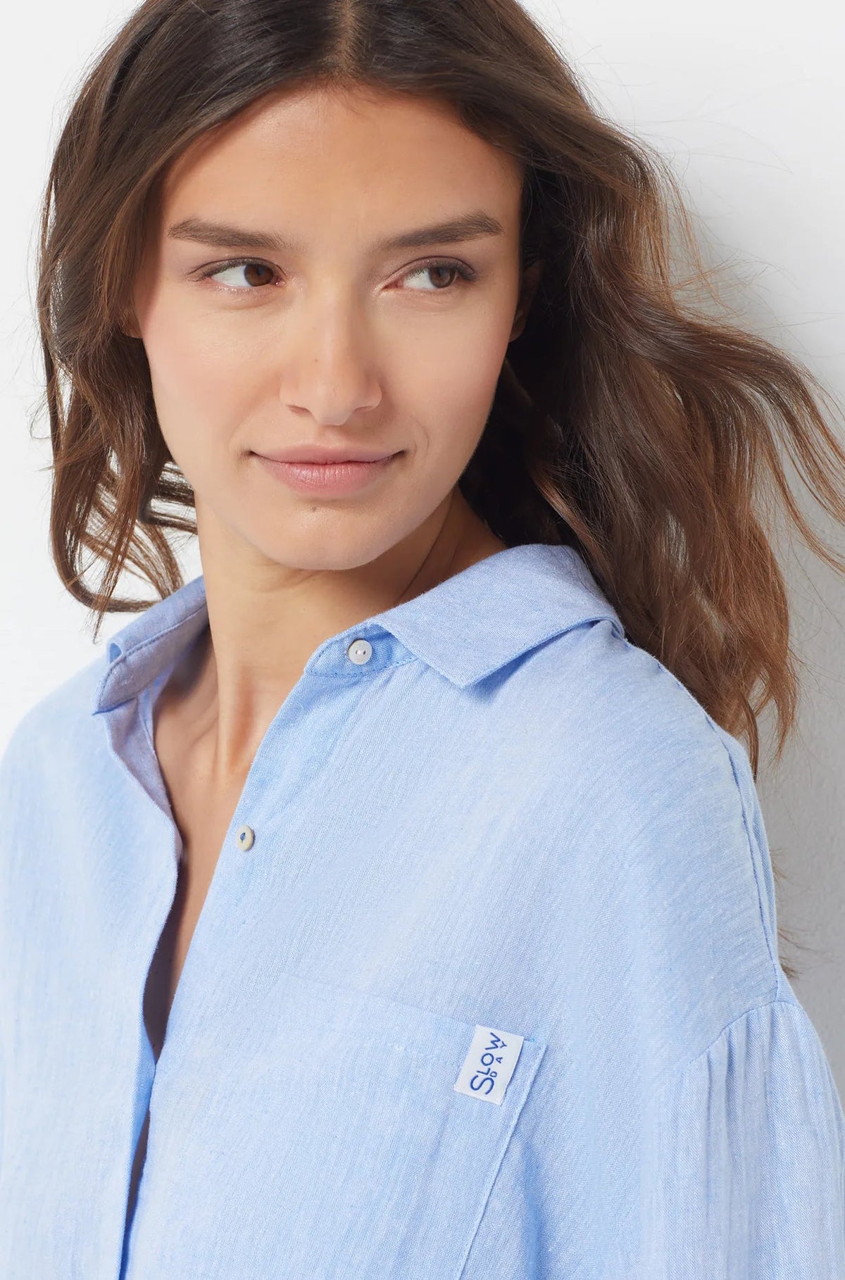 ETAM - חולצת פיג'מה מכופתרת JUSTINE תכלת - MASHBIR//365