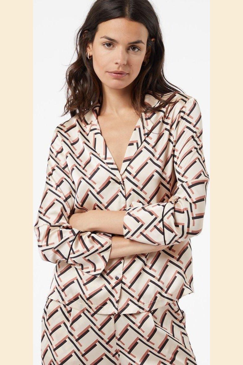 ETAM - חולצת פיג'מה סאטן JENET קרם - MASHBIR//365