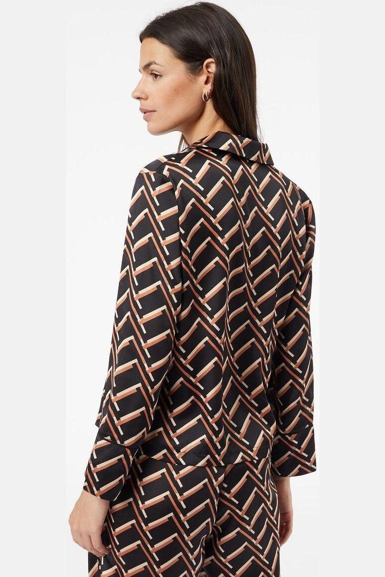 ETAM - חולצת פיג'מה סאטן JENET שחורה - MASHBIR//365