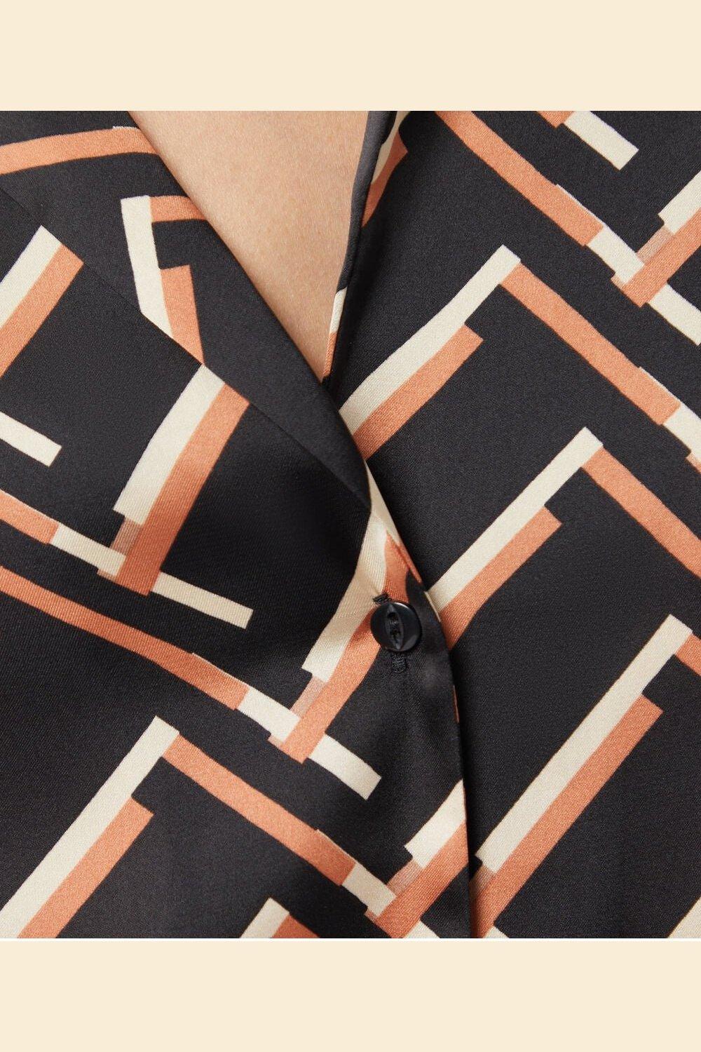 ETAM - חולצת פיג'מה סאטן JENET שחורה - MASHBIR//365