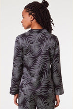 ETAM - חולצת פיג'מה סאטן מכופתרת NAILEA הדפס עלים - MASHBIR//365