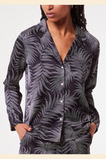 ETAM - חולצת פיג'מה סאטן מכופתרת NAILEA הדפס עלים - MASHBIR//365