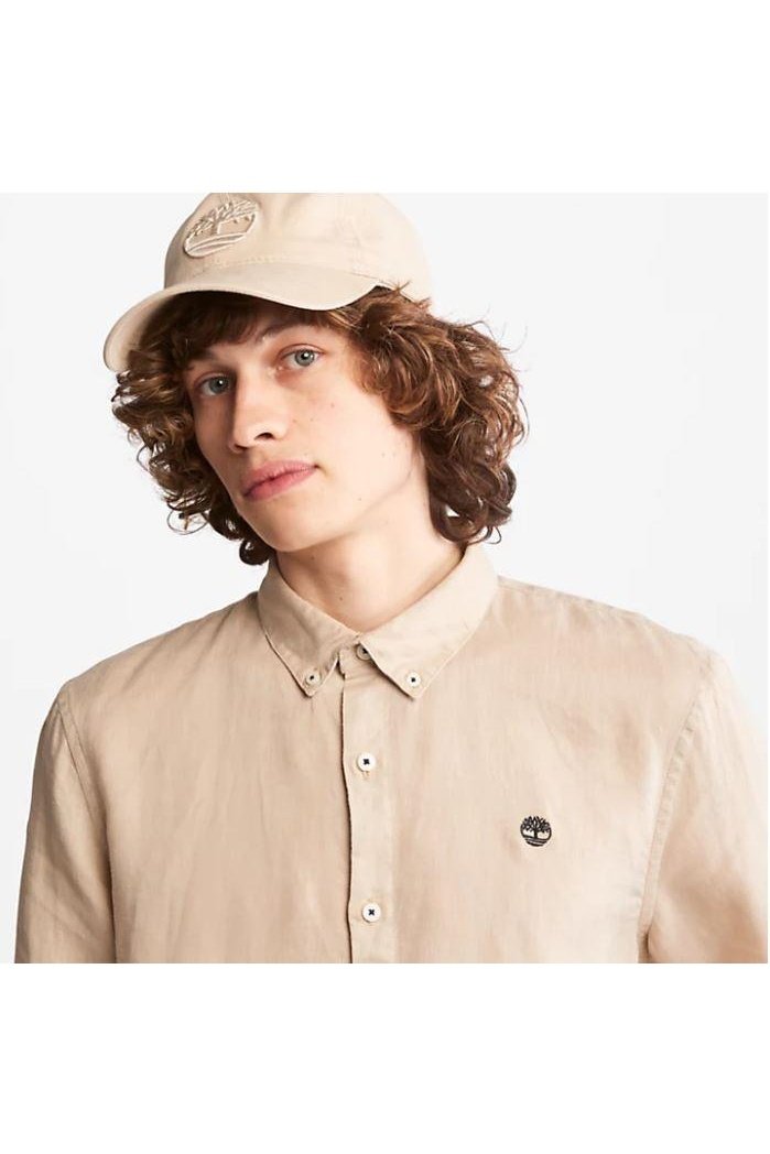 TIMBERLAND - חולצת פשתן SLIM-FIT בצבע בז' - MASHBIR//365