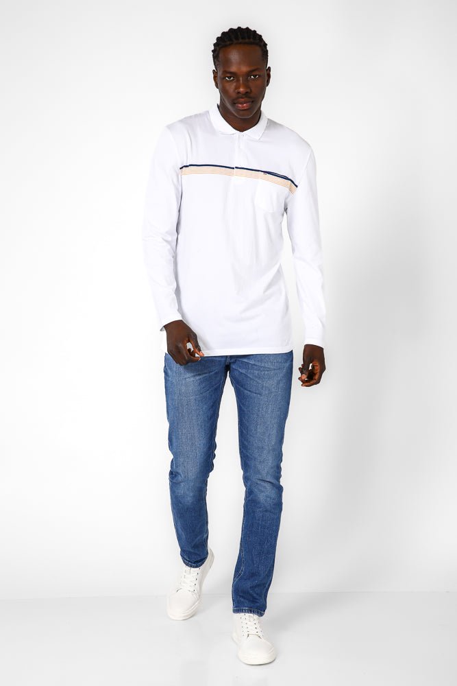 SCORCHER - חולצת פולו ארוכה בצבע לבן - MASHBIR//365
