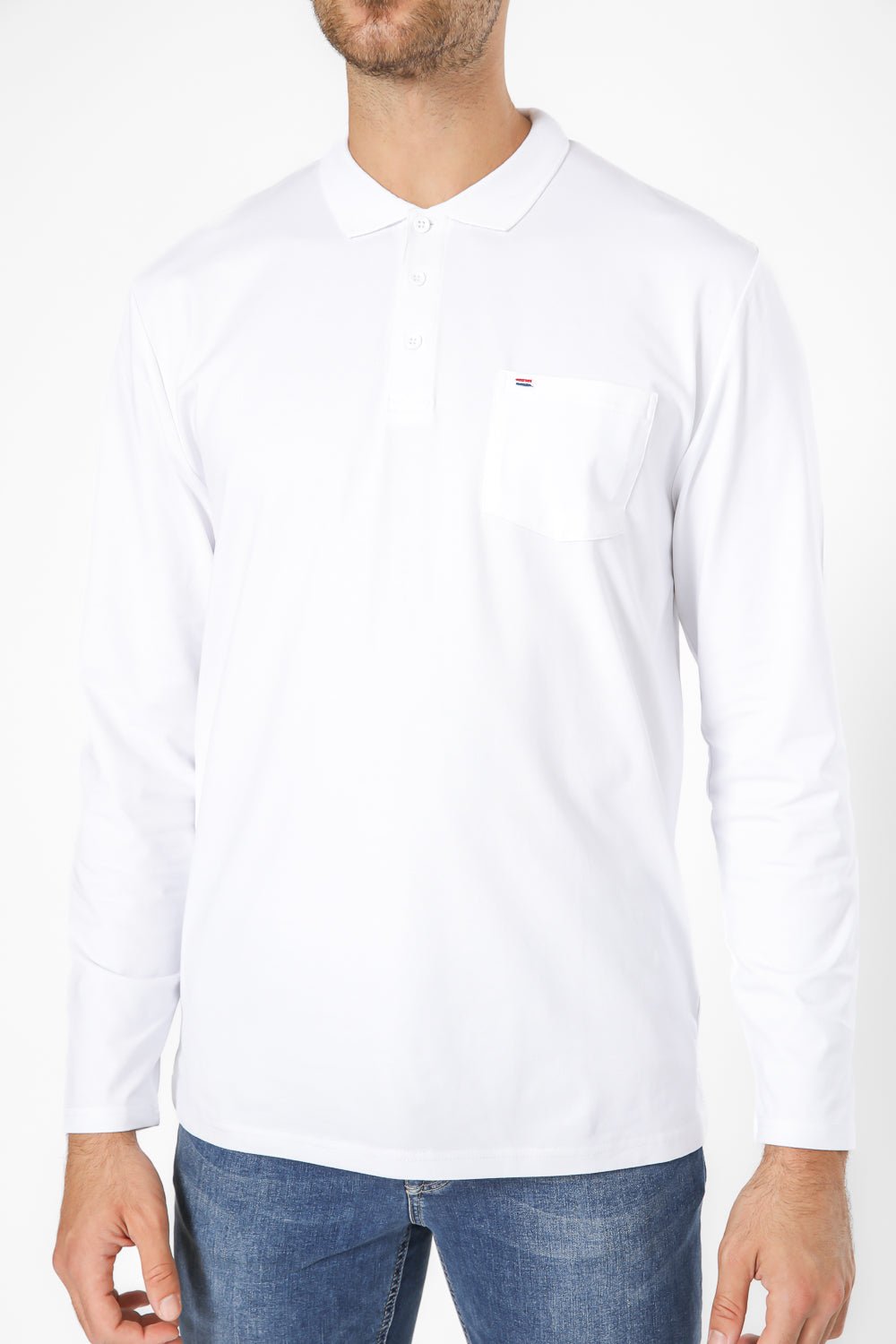 SCORCHER - חולצת פולו ארוכה בצבע לבן - MASHBIR//365