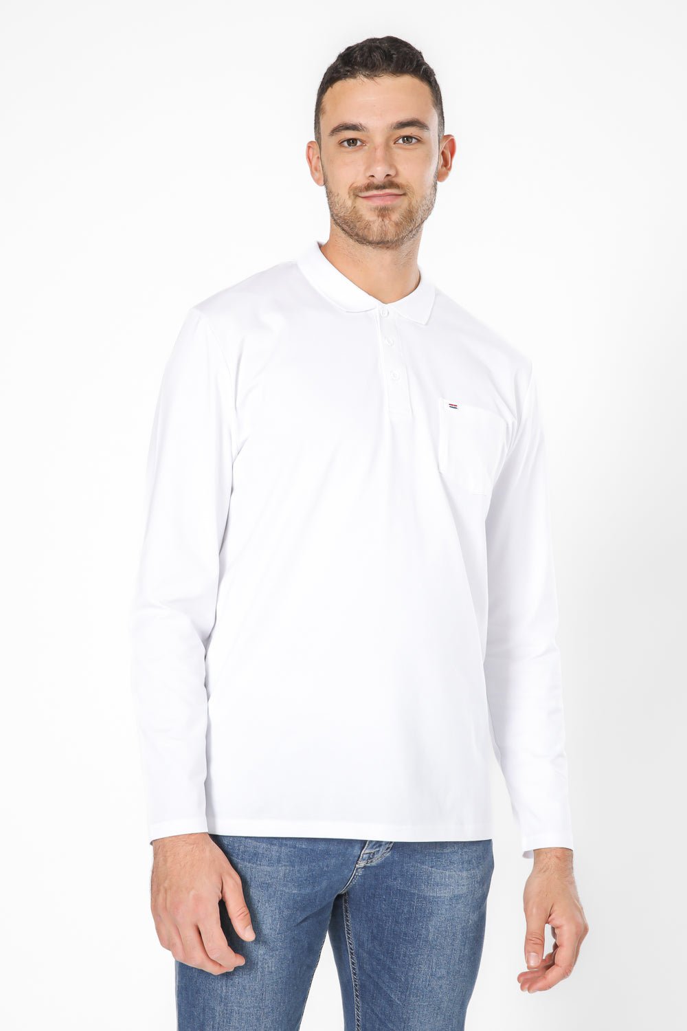 SCORCHER - חולצת פולו ארוכה בצבע לבן - MASHBIR//365