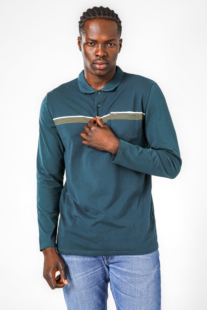SCORCHER - חולצת פולו ארוכה בצבע טורקיז - MASHBIR//365
