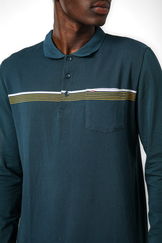 SCORCHER - חולצת פולו ארוכה בצבע טורקיז - MASHBIR//365