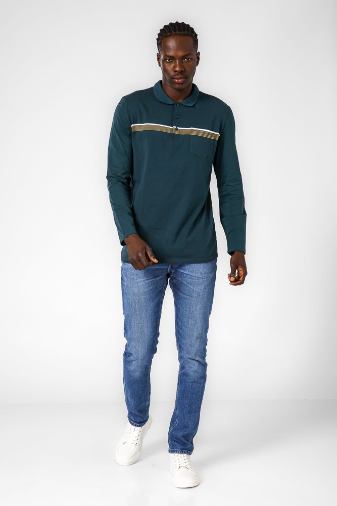 SCORCHER - חולצת פולו ארוכה בצבע טורקיז - MASHBIR//365