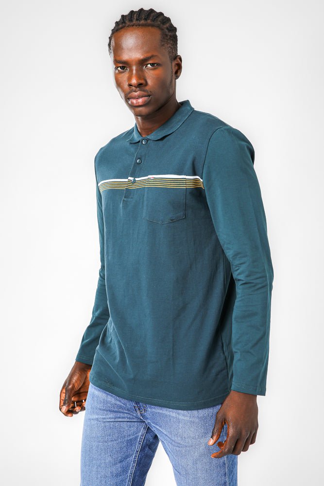 SCORCHER - חולצת פולו ארוכה בצבע טורקיז - MASHBIR//365