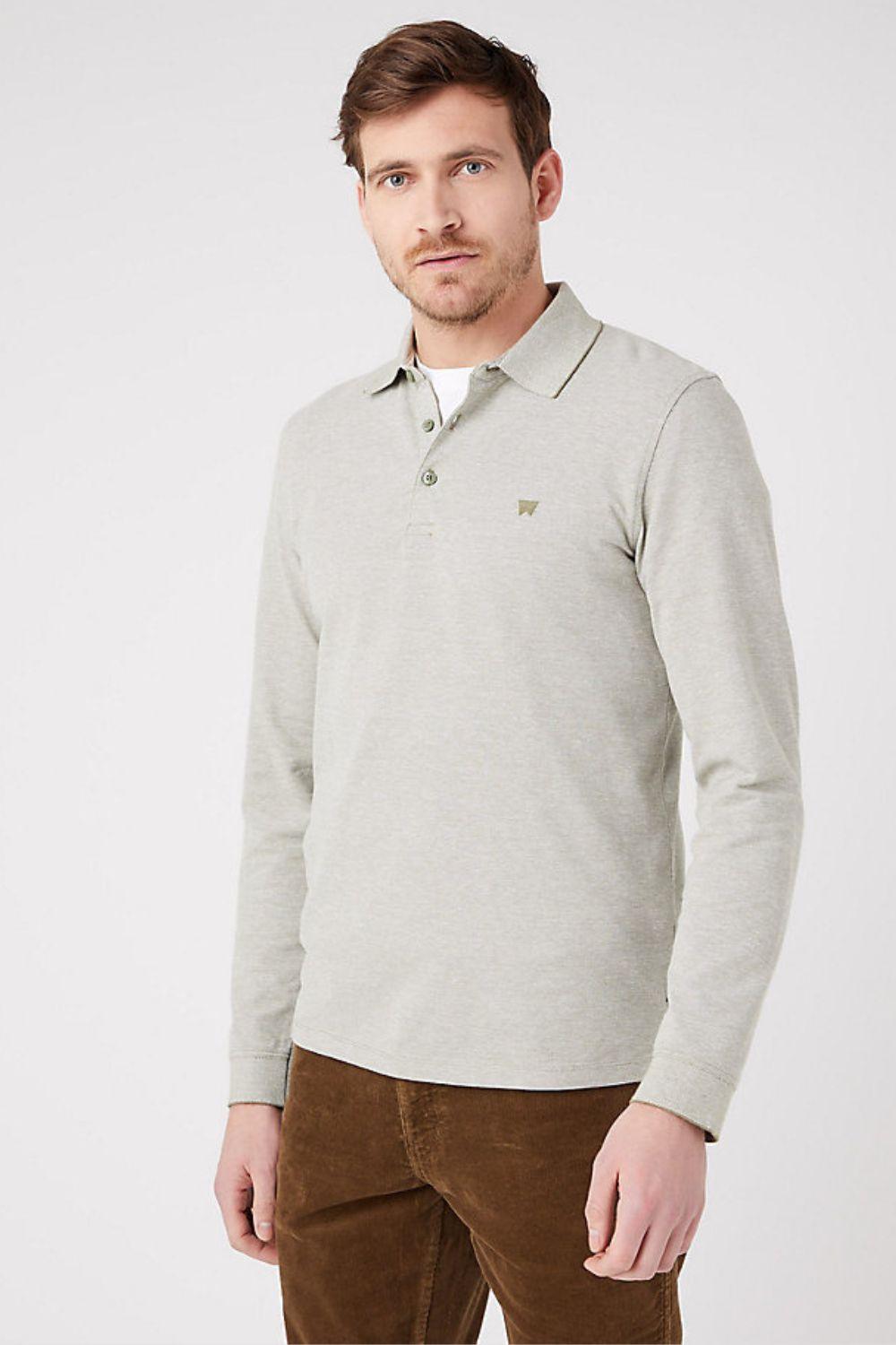 WRANGLER - חולצת פולו בצבע ירוק זית בהיר - MASHBIR//365