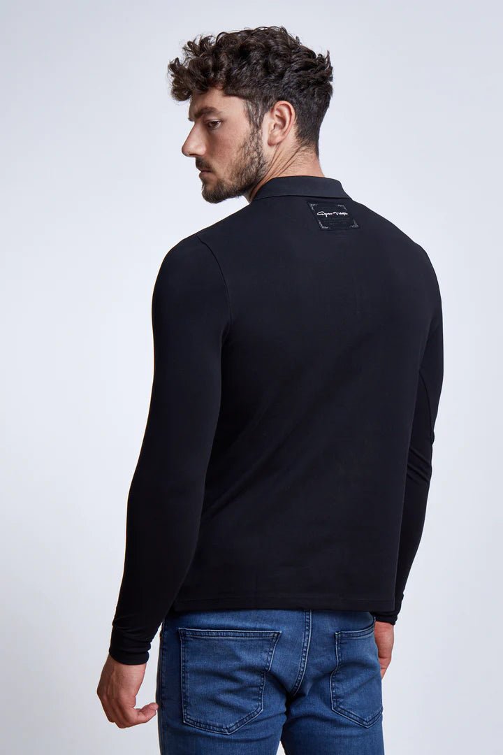 EMPORIO VALENTINI - חולצת פולו בצבע שחור עם לוגו - MASHBIR//365