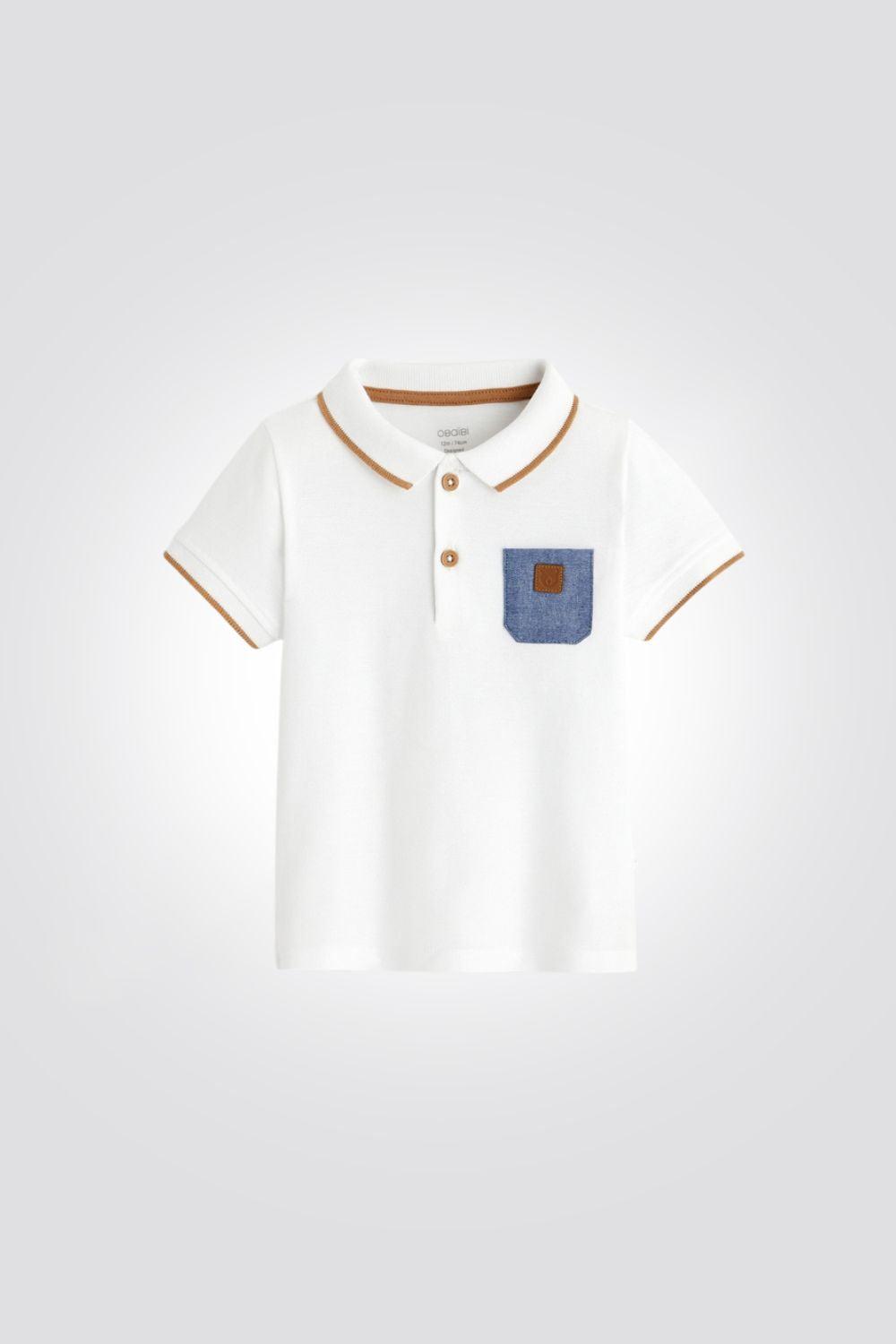OBAIBI - חולצת פולו כיס בצבע לבן לתינוקות - MASHBIR//365