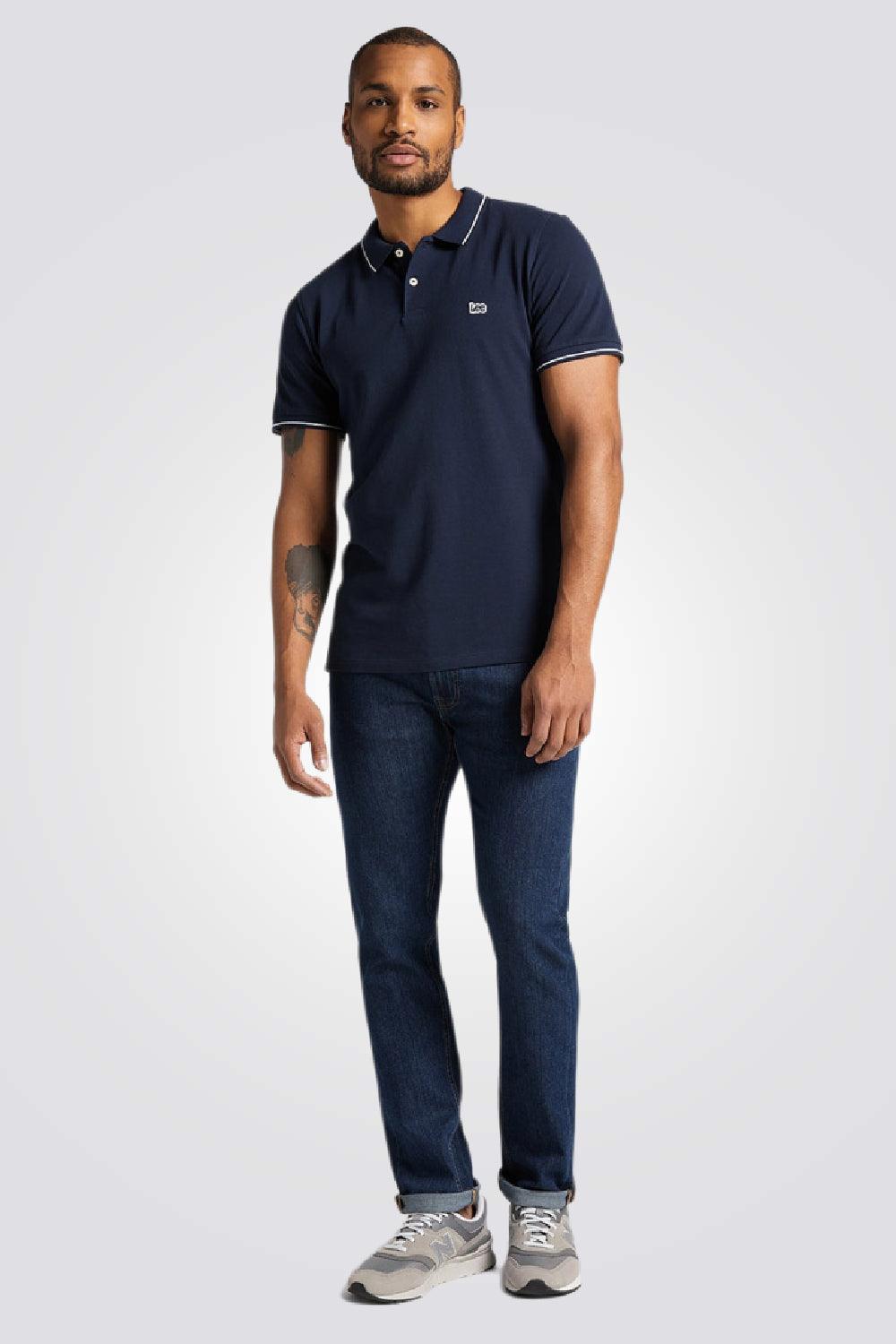 LEE - חולצת פולו קצרה צבע נייבי - MASHBIR//365