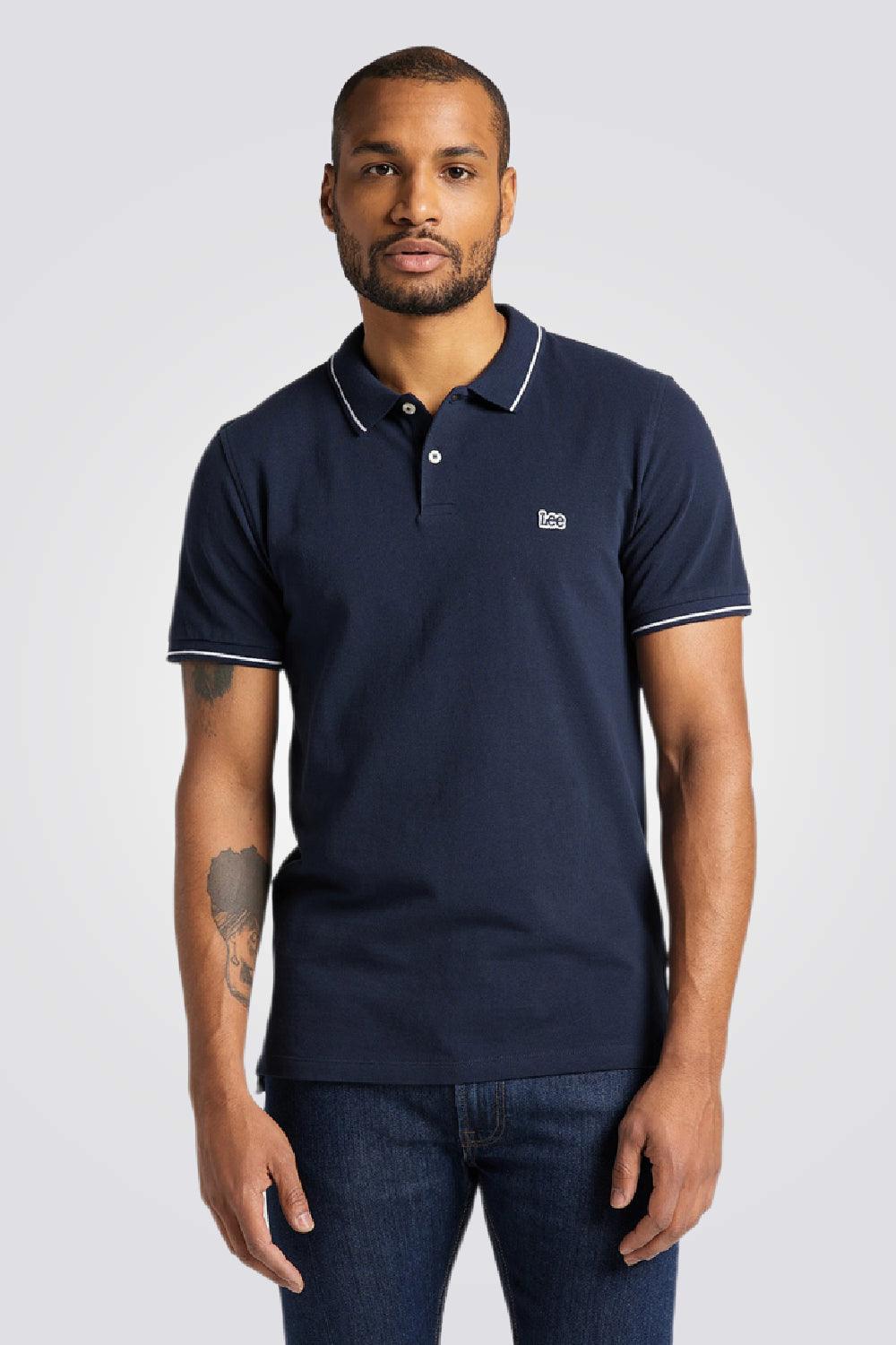 LEE - חולצת פולו קצרה צבע נייבי - MASHBIR//365