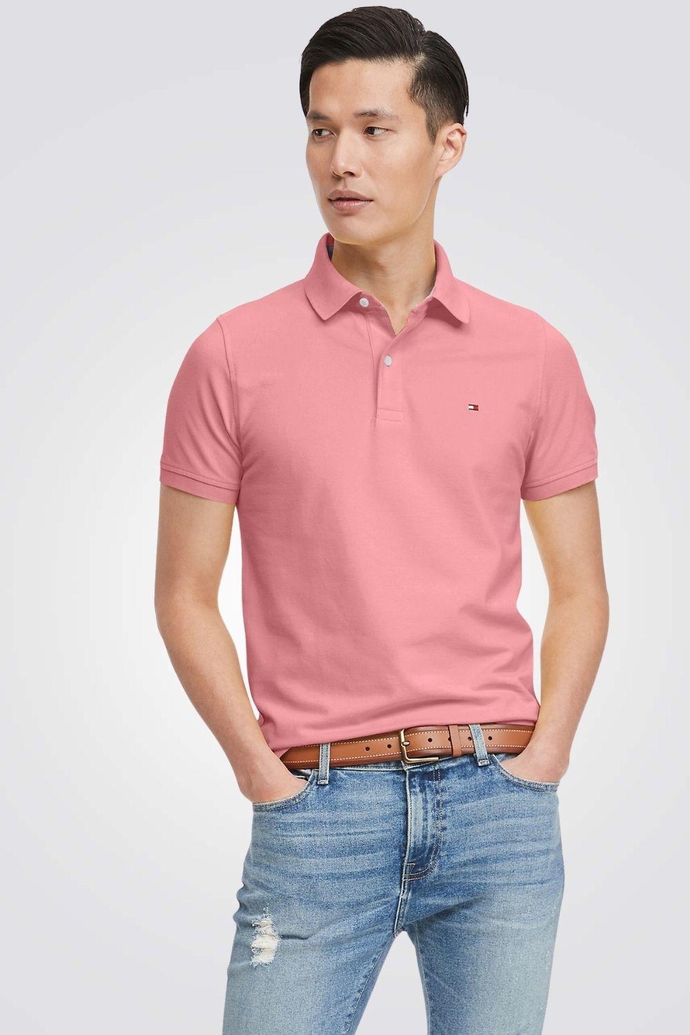 Tommy Hilfiger - חולצת פולו קצרה צבע ורוד - MASHBIR//365