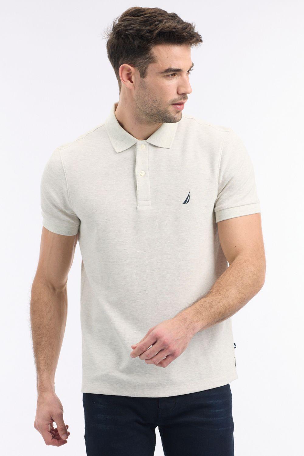 NAUTICA - חולצת פולו קצרה עם לוגו בצבע שמנת - MASHBIR//365