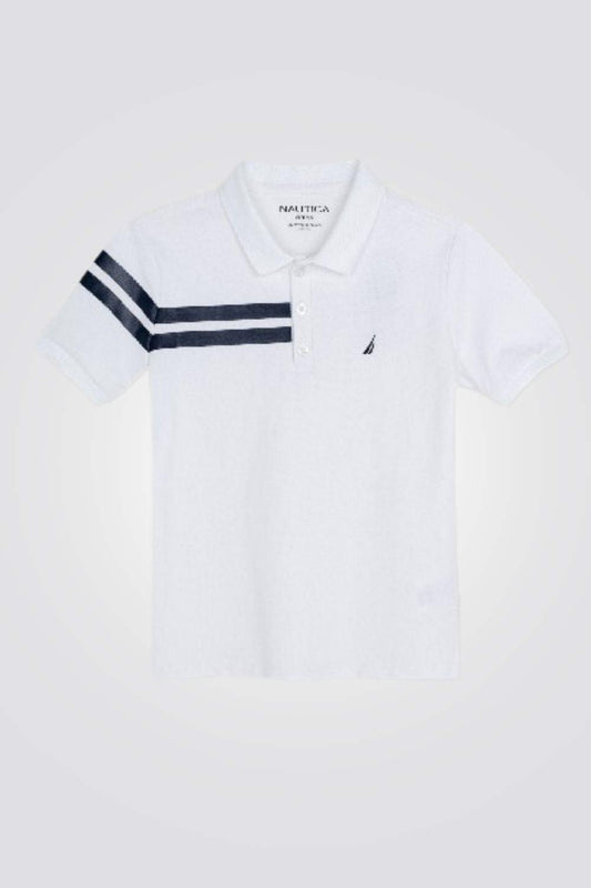 NAUTICA - חולצת פולו לבנה פסים - MASHBIR//365