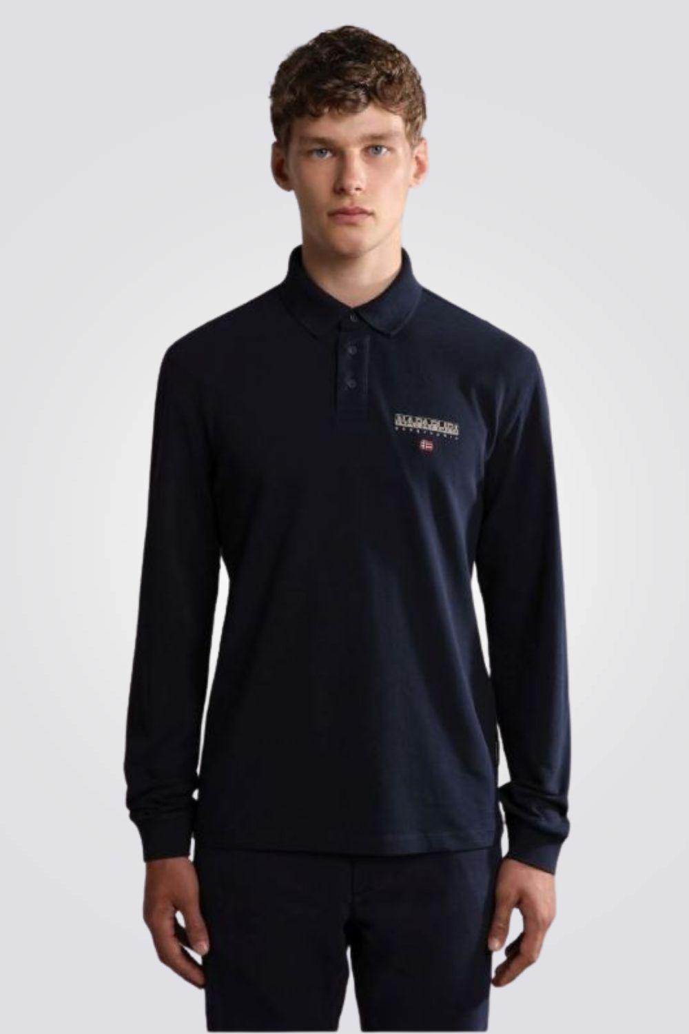 NAPAPIJRI - חולצת פולו עם לוגו בצבע נייבי - MASHBIR//365
