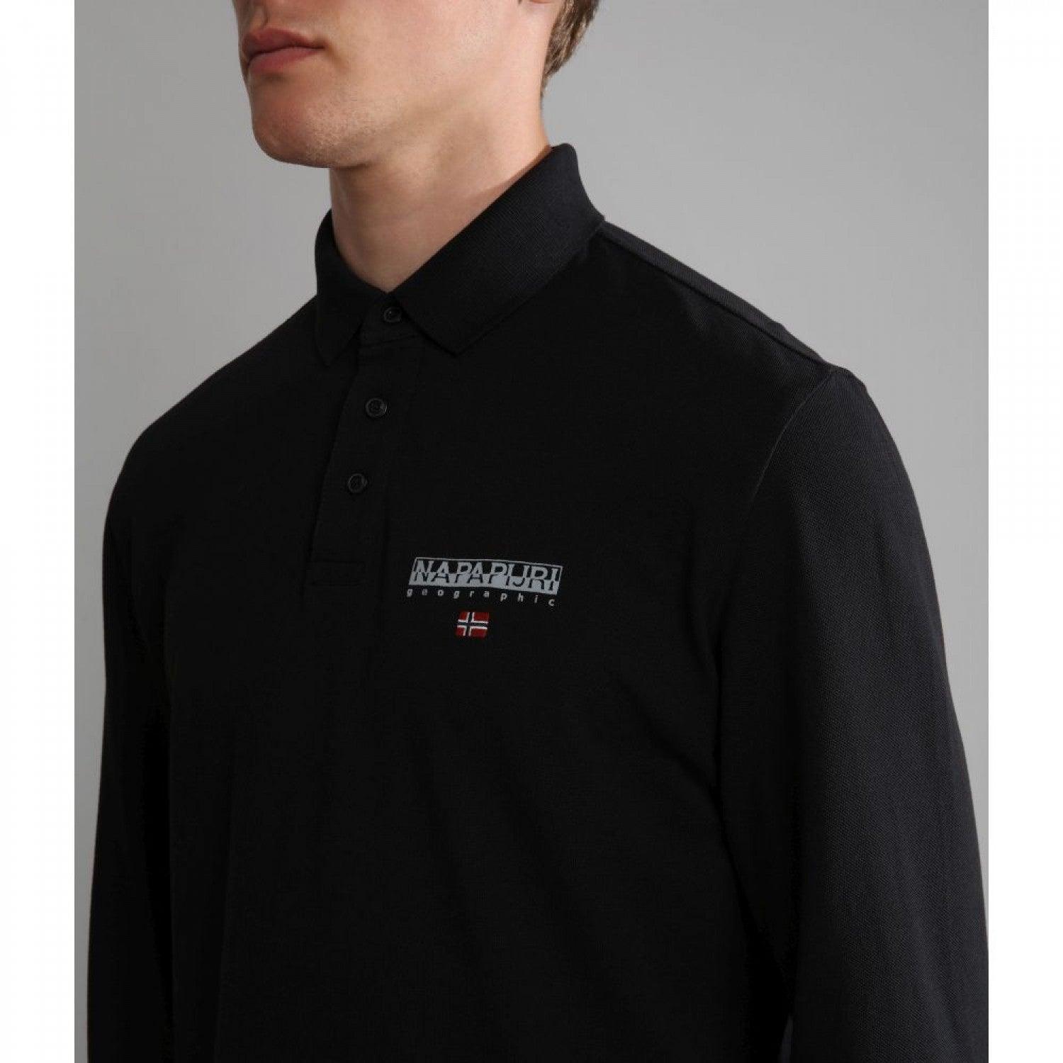NAPAPIJRI - חולצת פולו עם לוגו בצבע שחור - MASHBIR//365