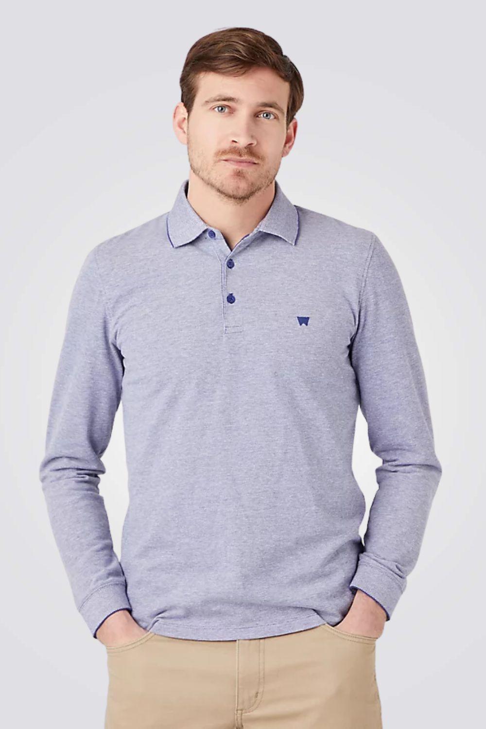 WRANGLER - חולצת פולו עם לוגו בצבע כחול - MASHBIR//365