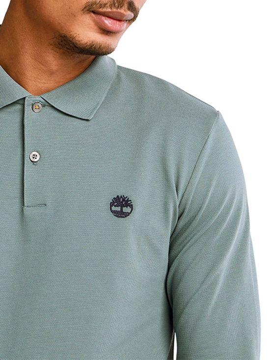 TIMBERLAND - חולצת פולו עם לוגו רקום בצבע ירוק - MASHBIR//365