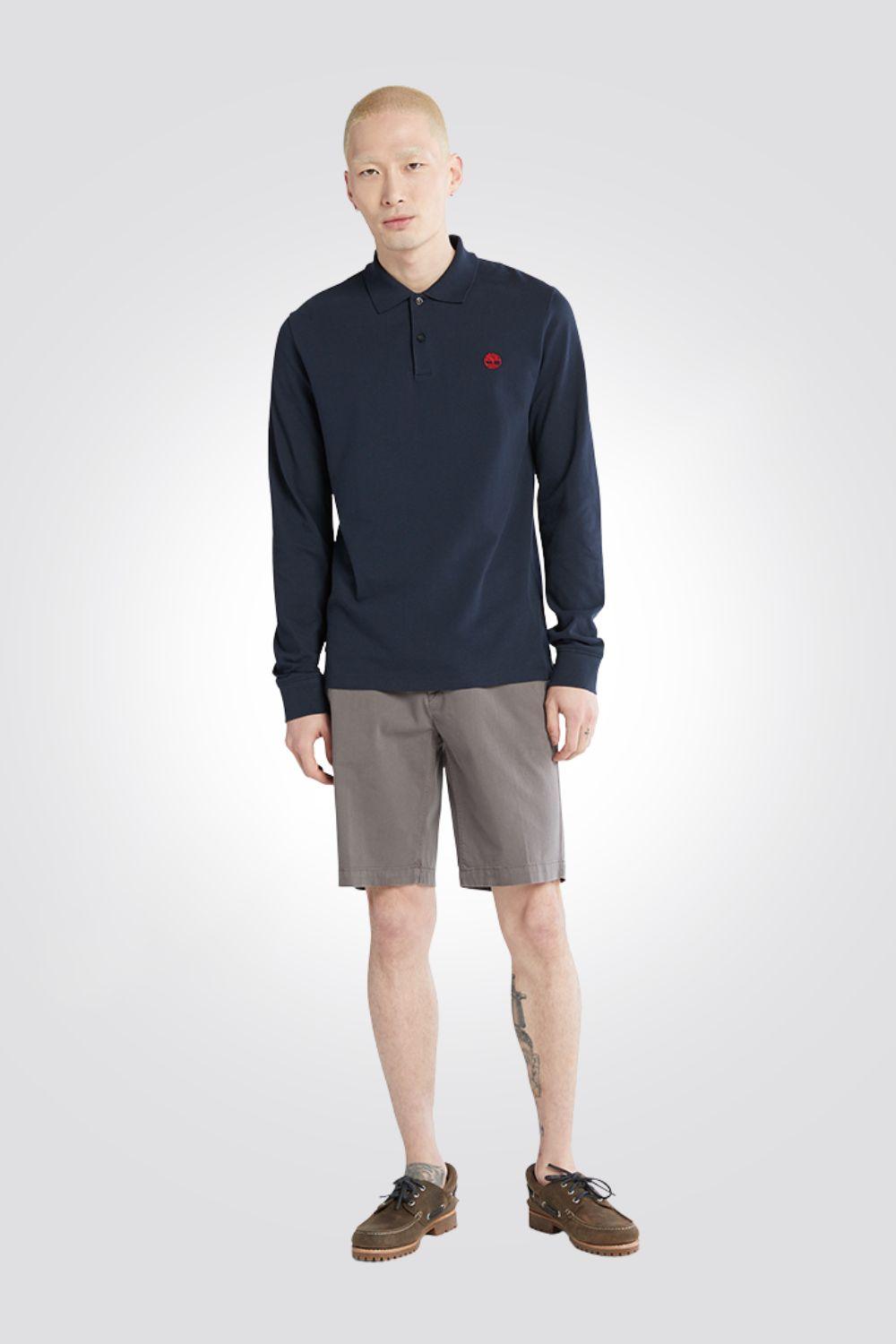 TIMBERLAND - חולצת פולו עם לוגו רקום בצבע נייבי - MASHBIR//365