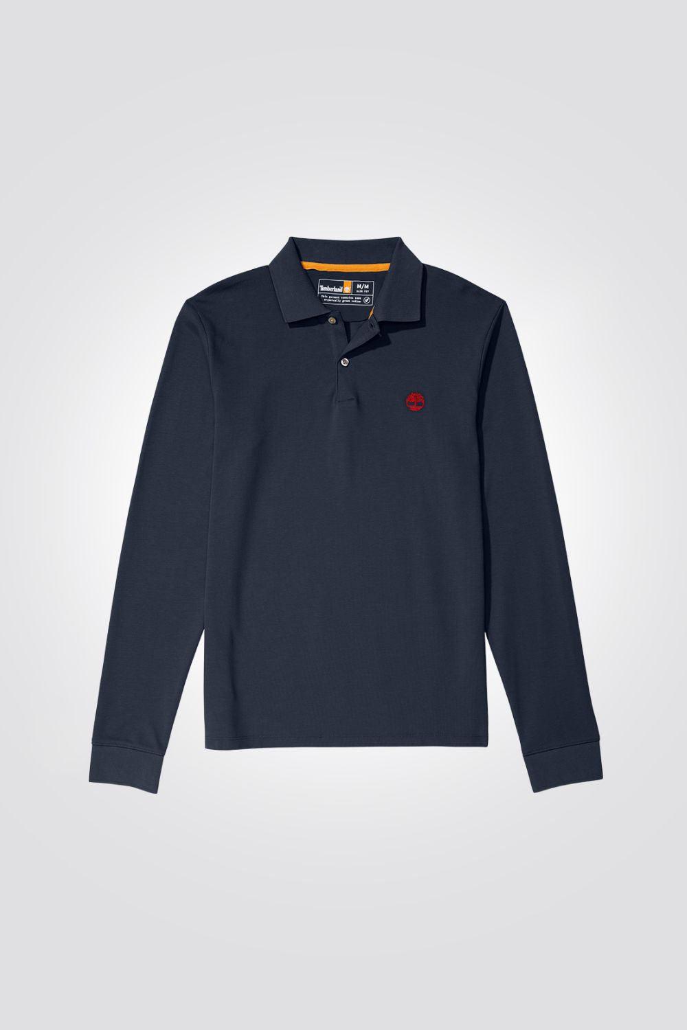 TIMBERLAND - חולצת פולו עם לוגו רקום בצבע נייבי - MASHBIR//365