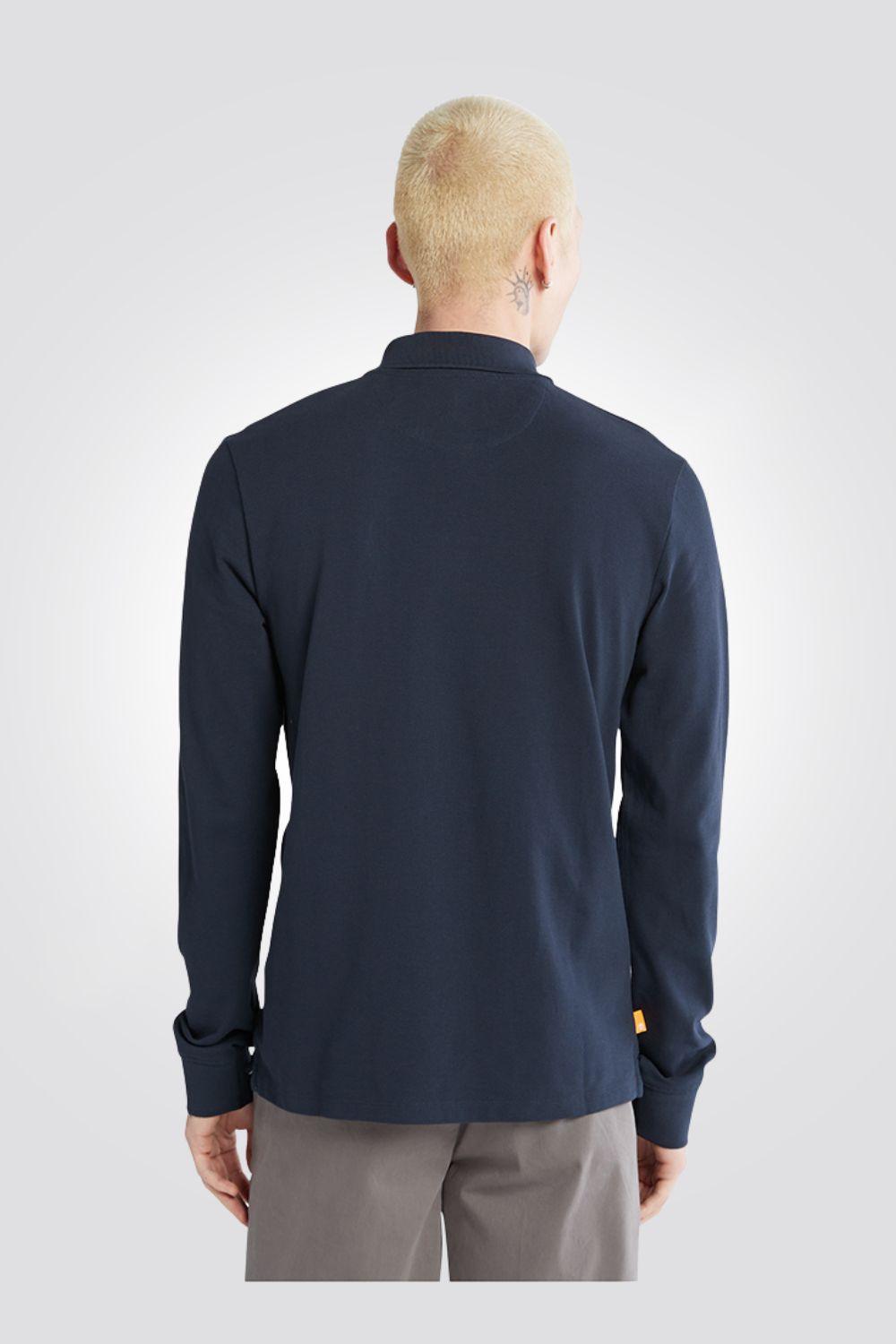 TIMBERLAND - חולצת פולו עם לוגו רקום בצבע נייבי - MASHBIR//365