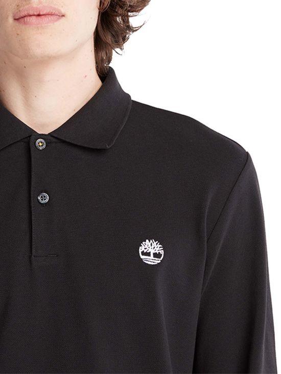 TIMBERLAND - חולצת פולו עם לוגו רקום בצבע שחור - MASHBIR//365