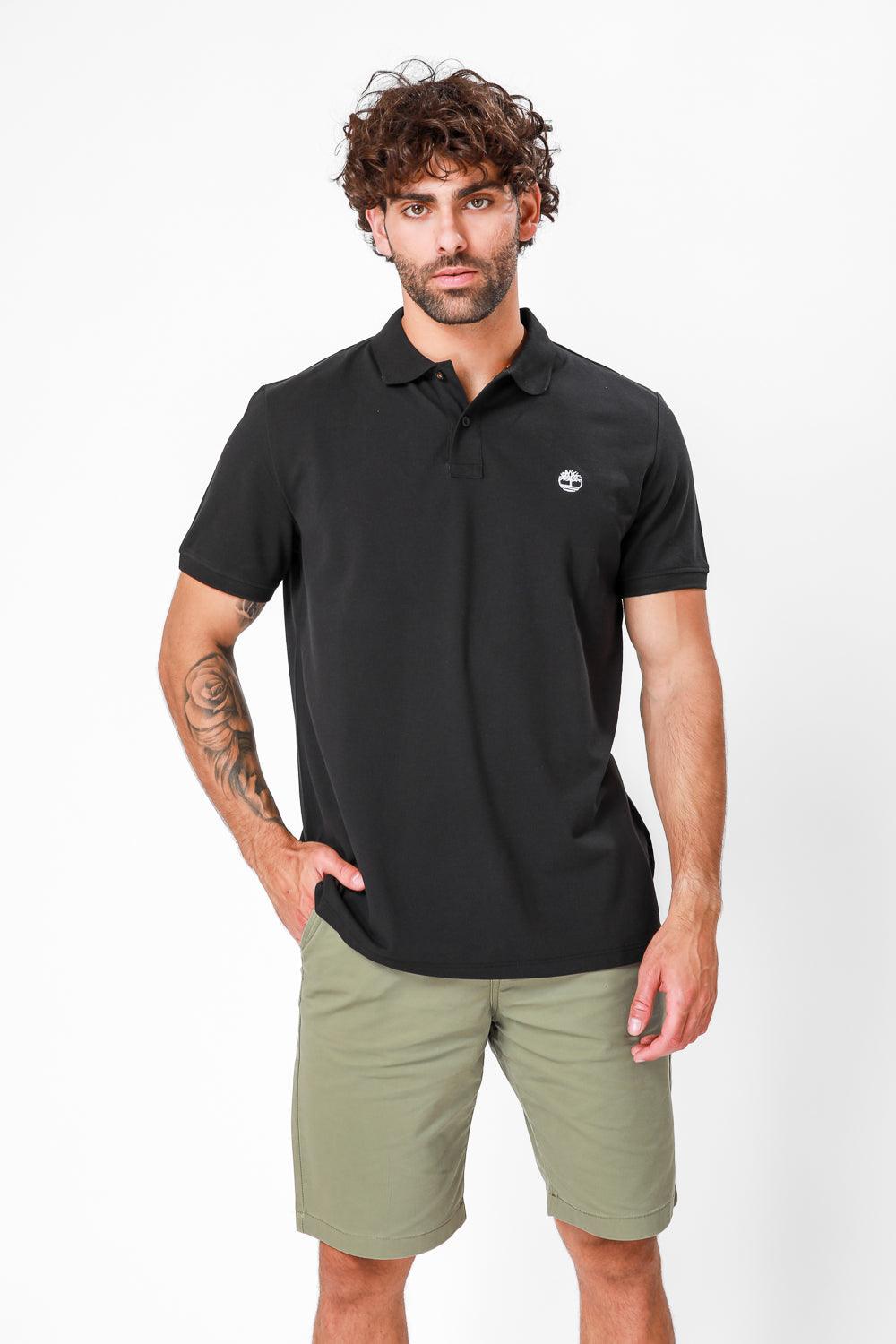 TIMBERLAND - חולצת פולו RIVER PIQUE שחורה - MASHBIR//365