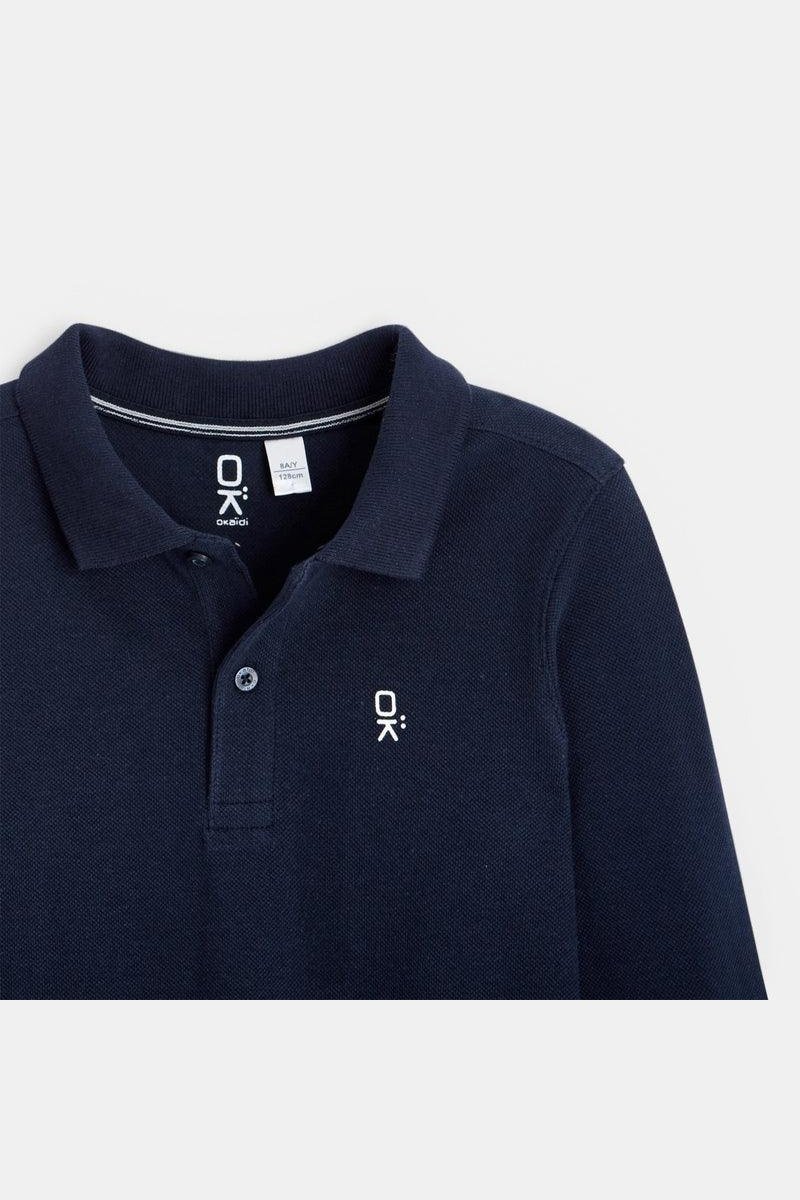 OKAIDI - חולצת פולו שרוול ארוך כחול כהה לילדים - MASHBIR//365