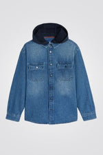 OKAIDI - חולצת ג'ינס ילדים כחולה עם קפוצ'ון נשלף - MASHBIR//365