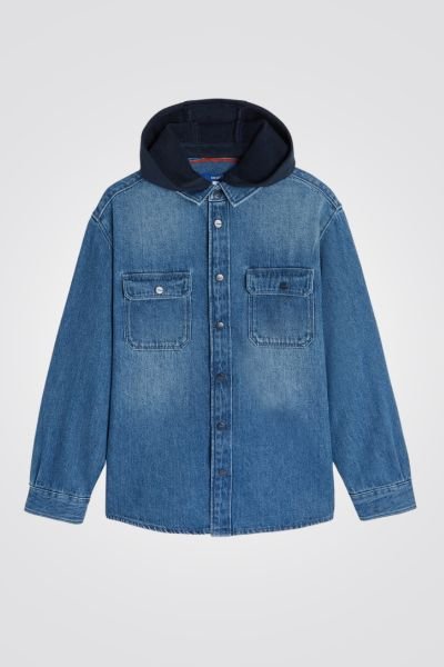 OKAIDI - חולצת ג'ינס ילדים כחולה עם קפוצ'ון נשלף - MASHBIR//365