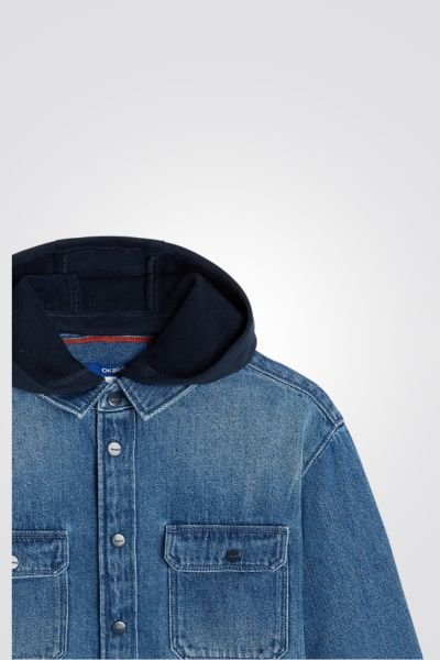 OKAIDI - חולצת ג'ינס ילדים כחולה עם קפוצ'ון נשלף - MASHBIR//365