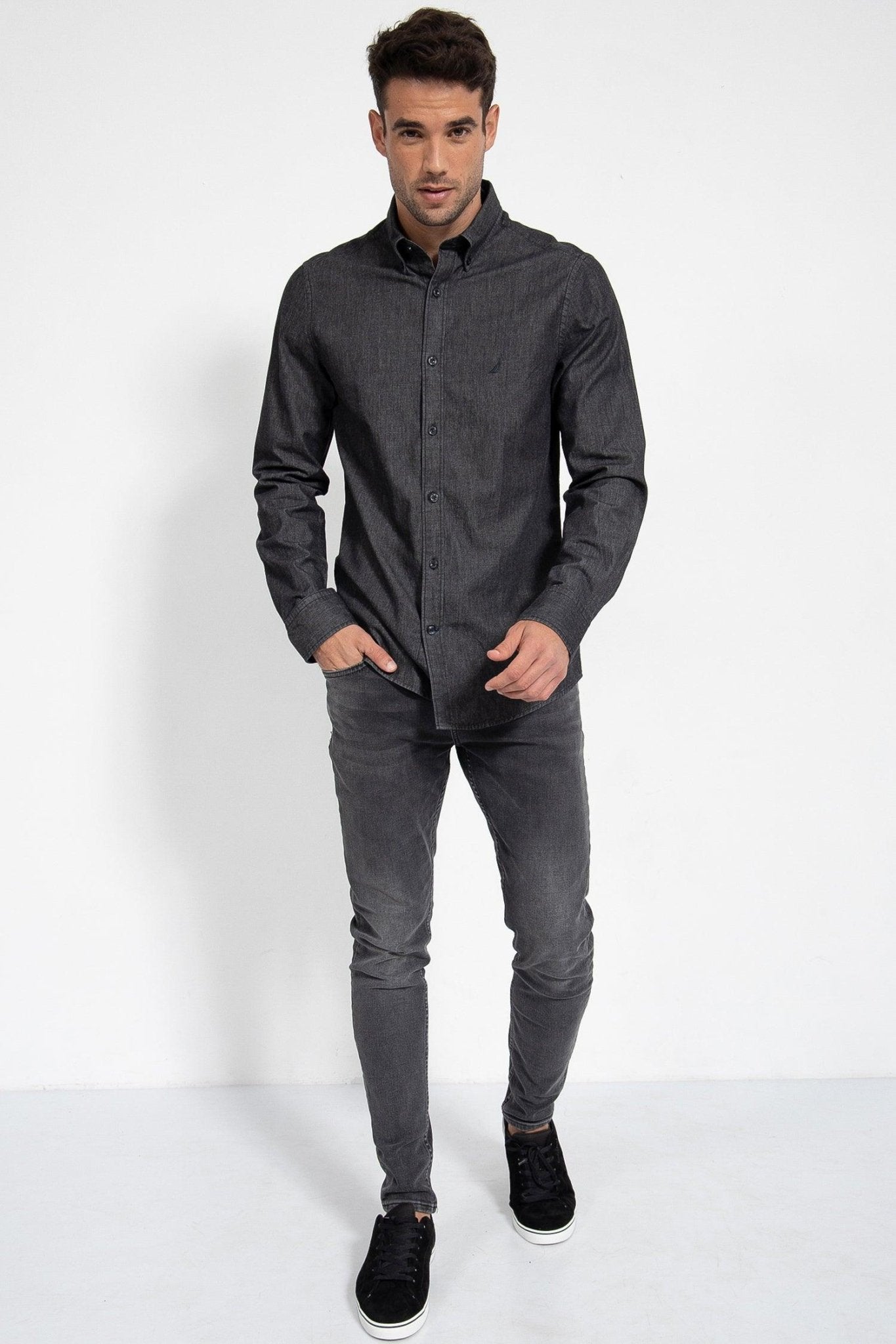NAUTICA - חולצת ג'ינס מכופתרת שחורה - MASHBIR//365