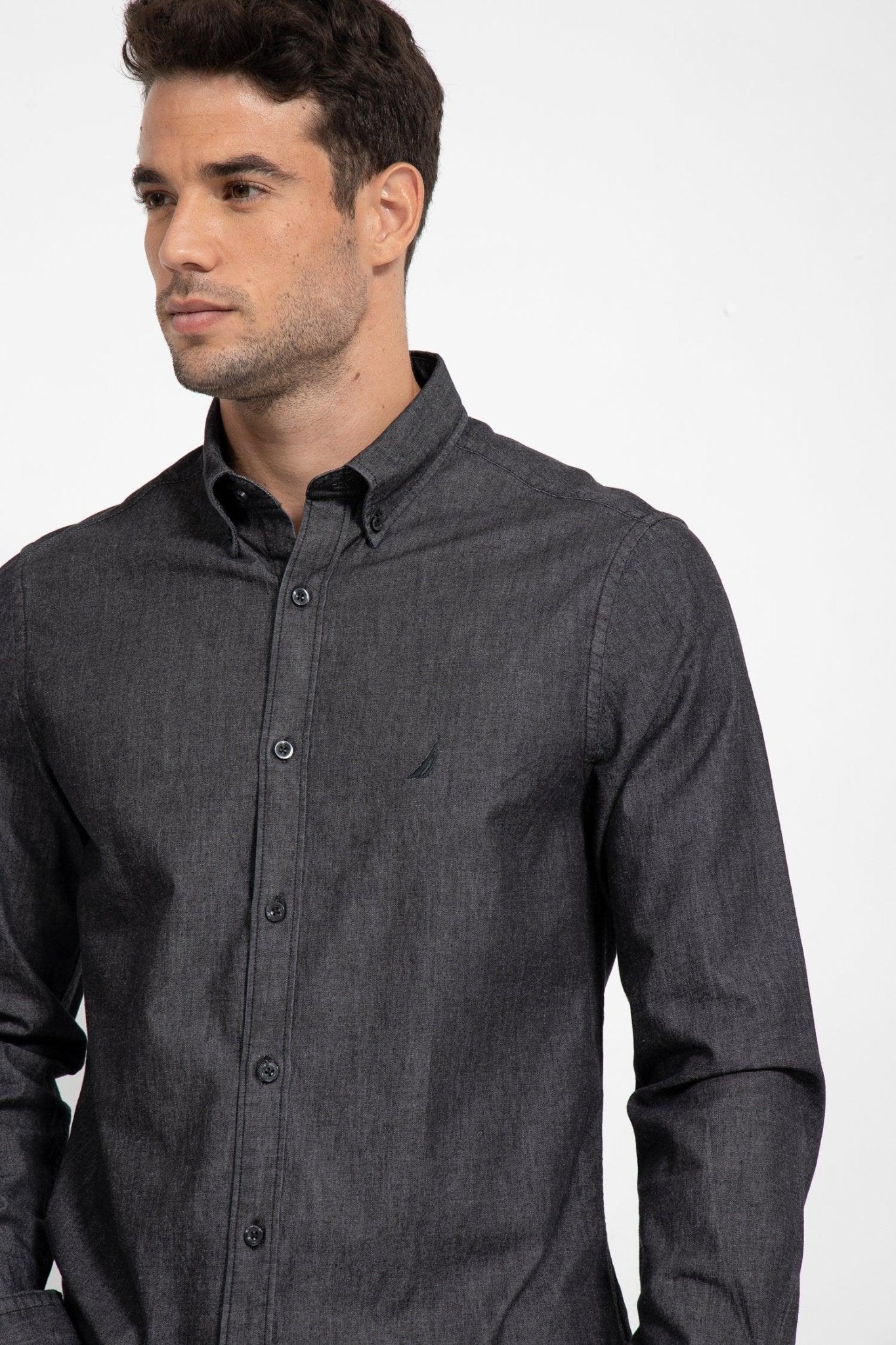 NAUTICA - חולצת ג'ינס מכופתרת שחורה - MASHBIR//365