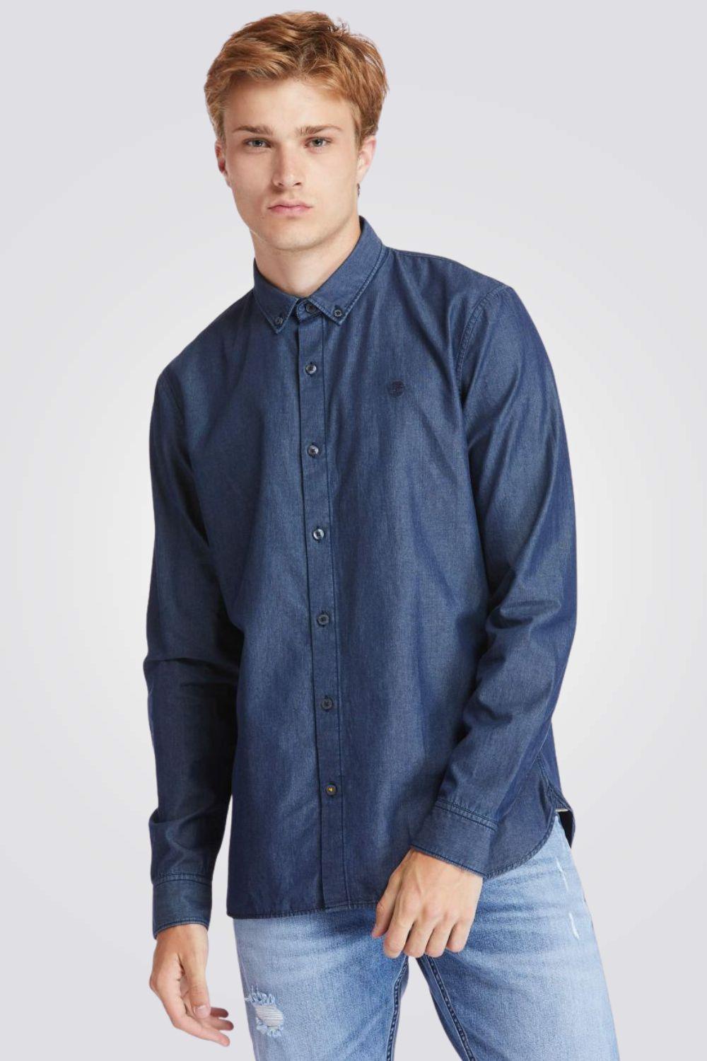 TIMBERLAND - חולצת ג’ינס מכופתרת SLIM FIT צבע כחול כהה - MASHBIR//365