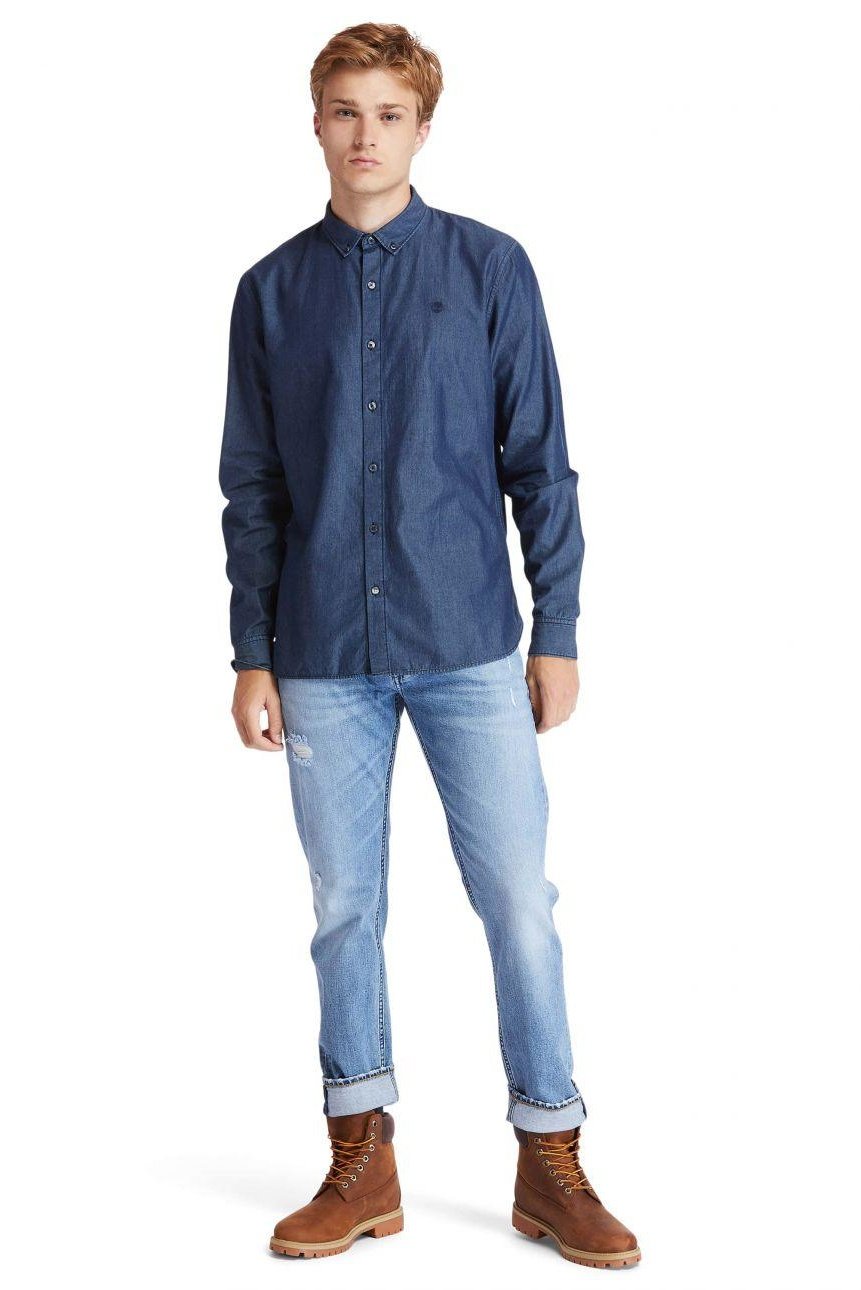TIMBERLAND - חולצת ג’ינס מכופתרת SLIM FIT צבע כחול כהה - MASHBIR//365